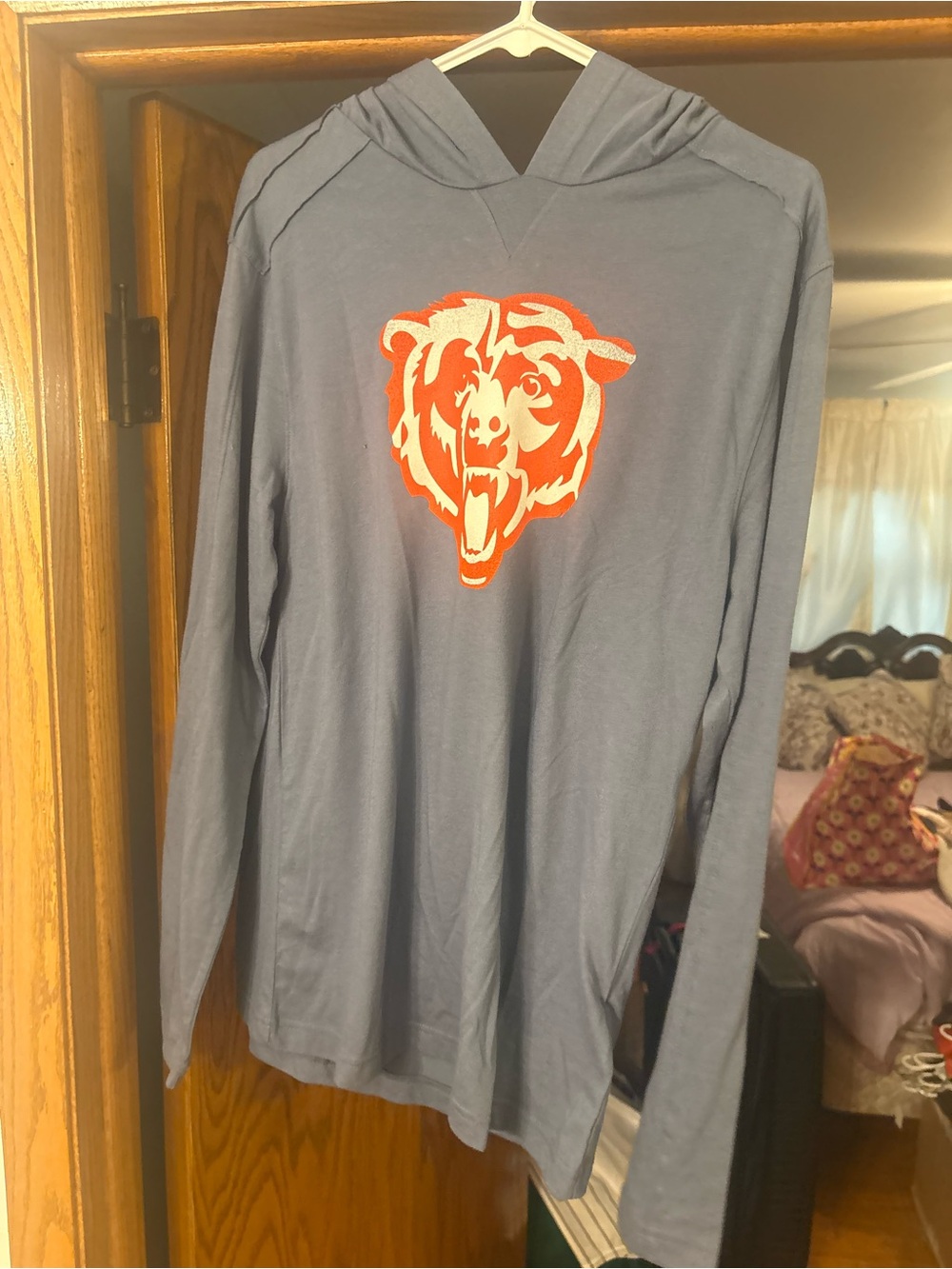 Men's Gray Hooded Long-Sleeve Shirt Chicago Bears Men’s Medium